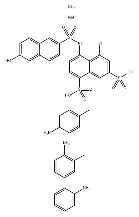 1,7-Naphthalenedisulfonic acid, 5-hydroxy-4-[[(6-hydroxy-2-naphthalenyl)sulfonyl]amino]-, coupled with diazotized aniline, o- and p-toluidine, ammonium sodium salts Structure