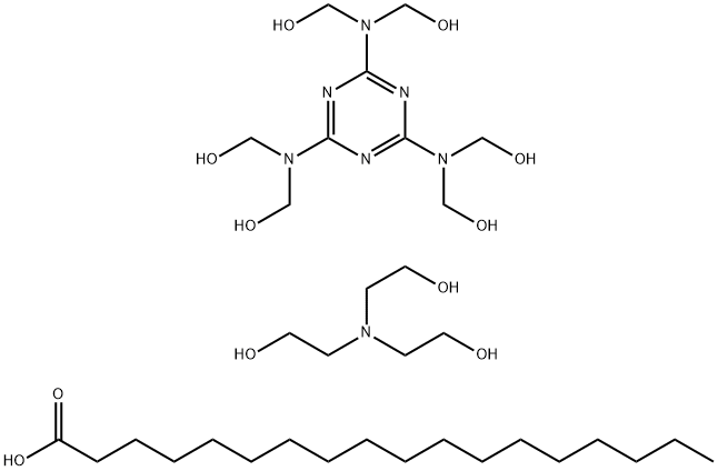 Octadecanoic acid, reaction products with hexamethylolmelamine, compds. with triethanolamine,90459-67-9,结构式