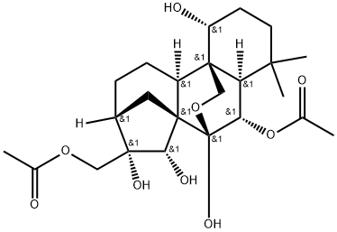 (1beta,6beta,7alpha,15beta,16alpha)-7,20-Epoxykaurane-1,6,7,15,16,17-hexol 6,17-diacetate Structure