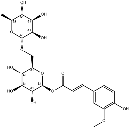 β-D-Glucopyranose, 6-O-(6-deoxy-α-L-mannopyranosyl)-, 1-[(2E)-3-(4-hydroxy-3-methoxyphenyl)-2-propenoate],905294-48-6,结构式