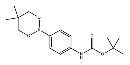 Tert-butyl (4-(5,5-dimethyl-1,3,2-dioxaborinan-2-yl)phenyl)carbamate 化学構造式