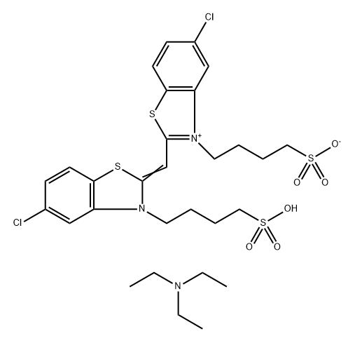4-[5-氯-2-[5-氯-3-(4-磺酸基丁基)苯并噻唑啉-2-亚基甲基]-3-三乙铵,90895-32-2,结构式