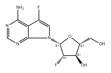 7H-Pyrrolo[2,3-d]pyrimidin-4-amine, 7-(2-deoxy-2-fluoro-β-D-arabinofuranosyl)-5-fluoro- 结构式