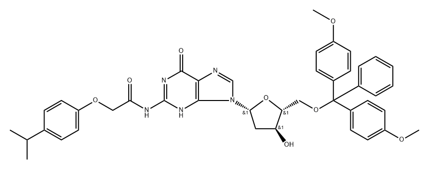 2'-Deoxy-5'-O-DMT-N2-(4-isopropylphenoxyacetyl)guanosine Struktur