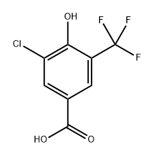 3-Chloro-4-hydroxy-5-(trifluoromethyl)benzoic acid 化学構造式