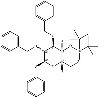 β-D-Galactopyranoside, phenyl 4,6-O-[bis(1,1-dimethylethyl)silylene]-2,3-bis-O-(phenylmethyl)-1-thio- Struktur