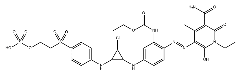 Carbamic  acid,  [2-[[5-(aminocarbonyl)-1-ethyl-1,6-dihydro-2-hydroxy-4-methyl-6-oxo-3-pyridinyl]azo]-5-[[2-chloro-3-[[4-[[2- 结构式