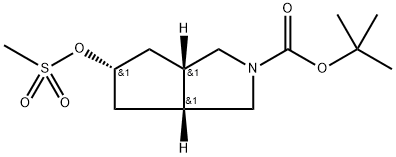 Cyclopenta[c]pyrrole-2(1H)-carboxylic acid, hexahydro-5-[(methylsulfonyl)oxy]-, 1,1-dimethylethyl ester, (3aα,5β,6aα)- 化学構造式