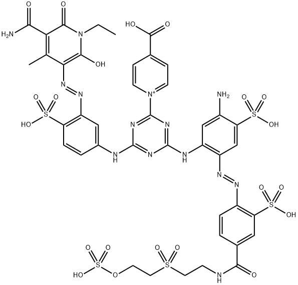 Pyridinium,  1-[4-[[3-[[5-(aminocarbonyl)-1-ethyl-1,6-dihydro-2-hydroxy-4-methyl-6-oxo-3-pyridinyl]azo]-4-sulfophenyl]amino]-6-[[5-amino-4-sulfo-2-[[2-|