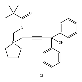 Pyrrolidinium, 1-[(2,2-dimethyl-1-oxopropoxy)methyl]-1-(4-hydroxy-4,4-diphenyl-2-butyn-1-yl)-, chloride (1:1)