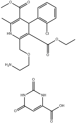 3,5-Pyridinedicarboxylic acid, 2-[(2-aminoethoxy)methyl]-4-(2-chlorophenyl)-1,4-dihydro-6-methyl-, 3-ethyl 5-methyl ester, compd. with 1,2,3,6-tetrahydro-2,6-dioxo-4-pyrimidinecarboxylic acid (1:1) Struktur