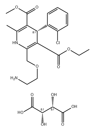 3,5-Pyridinedicarboxylic acid, 2-[(2-aminoethoxy)methyl]-4-(2-chlorophenyl)-1,4-dihydro-6-methyl-, 3-ethyl 5-methyl ester, (4S)-, rel-(2R,3R)-2,3-dihydroxybutanedioate (1:) Struktur