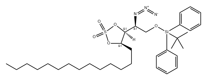 1,3,2-Dioxathiolane, 4-[(1S)-1-azido-2-[[(1,1-dimethylethyl)diphenylsilyl]oxy]ethyl]-5-tetradecyl-, 2,2-dioxide, (4S,5R)-,916159-69-8,结构式