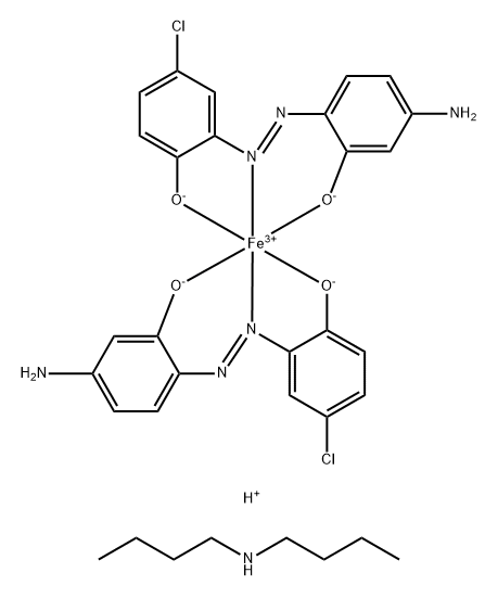 Ferrate(1-), bis[2-[(4-amino-2-hydroxyphenyl)azo]-4-chlorophenolato(2-)]-, N,N,N',N'-tetrakis[3-(C8-10-alkyloxy)-2-hydroxypropyl] derivs., hydrogen, compds. with N-butyl-1-butanamine (1:1),91673-25-5,结构式