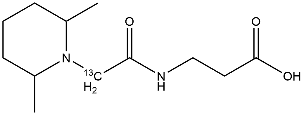 3-(2-(2,6-dimethylpiperidin-1-yl)acetamido-2-13C-2-13C)propanoic acid Struktur