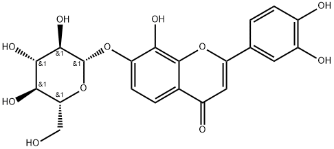 2-(3,4-dihydroxyphenyl)-7-(β-D-glucopyranosyloxy)-8-hydroxy-4H-1-benzopyran-4-one Structure