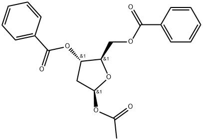 β-D-erythro-Pentofuranose, 2-deoxy-, 1-acetate 3,5-dibenzoate Structure