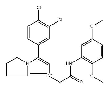 3-(3,4-Dichlorophenyl)-1-(2-((2,5-dimethoxyphenyl)amino)-2-oxoethyl)-6,7-dihydro-5H-pyrrolo[1,2-a]imidazol-1-ium 化学構造式