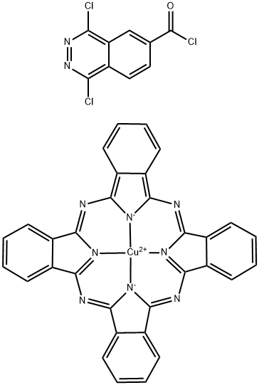 Copper, [29H,31H-phthalocyaninato(2-)-N29,N30,N31,N32]-, aminosulfonyl [[3-(aminosulfonyl)phenyl]amino]sulfonyl sulfo derivs., reaction products with 1,4-dichloro-6-phthalazinecarbonyl chloride 结构式