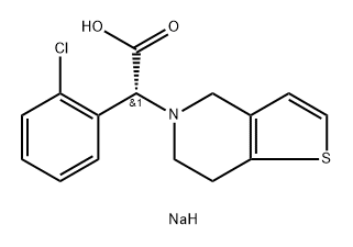 Thieno[3,2-c]pyridine-5(4H)-acetic acid, α-(2-chlorophenyl)-6,7-dihydro-, sodium salt (1:1), (αR)- 结构式