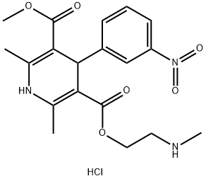 3,5-Pyridinedicarboxylic acid, 1,4-dihydro-2,6-dimethyl-4-(3-nitrophenyl)-, 3-methyl 5-[2-(methylamino)ethyl] ester, hydrochloride (1:1) Structure