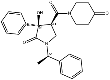 1-[[(3S,4R)-4-Hydroxy-5-oxo-4-phenyl-1-[(1R)-1-phenylethyl]-3-pyrrolidinyl]carbonyl]-4-piperidinone Struktur