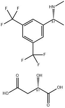 (S)-2-ヒドロキシこはく酸(R)-1-(3,5-ビス(トリフルオロメチル)フェニル)-N-メチルエタンアミン 化学構造式