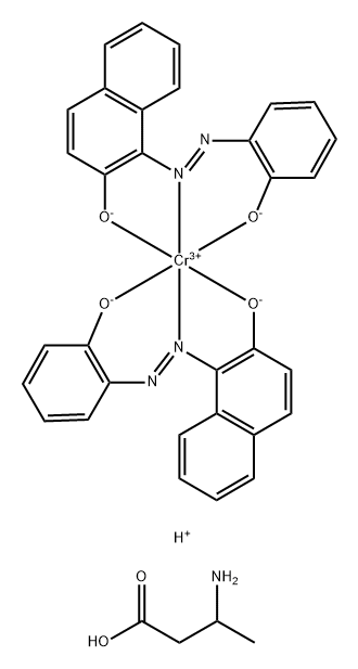 Chromate(1-), bis[1-[(2-hydroxyphenyl)azo]-2-naphthalenolato(2-)]-, hydrogen, compd. with 3-(C8-18-alkylamino)butanoic acid (1:1) Struktur