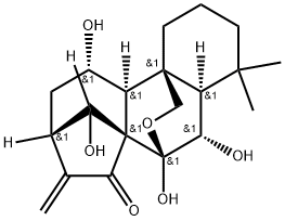 Kaur-16-en-15-one, 7,20-epoxy-6,7,11,14-tetrahydroxy-, (6β,7α,11β,14R)-,93772-27-1,结构式