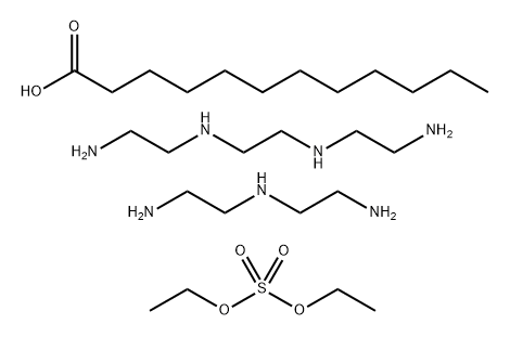 Dodecanoic acid, reaction products with diethylenetriamine and triethylenetetramine, di-Et sulfate-quaternized Struktur