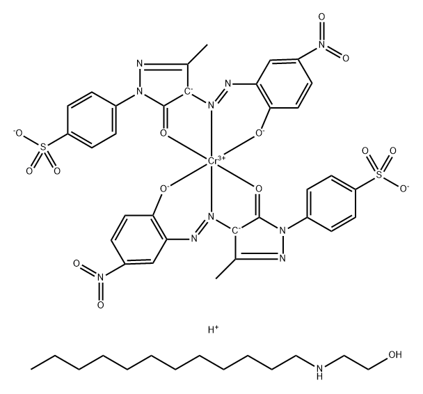 trihydrogen bis[4-[4,5-dihydro-4-[(2-hydroxy-5-nitrophenyl)azo]-3-methyl-5-oxo-1H-pyrazol-1-yl]benzene-1-sulphonato(3-)]chromate(3-) , compound with 2-(dodecylamino)ethanol (1:3) Structure