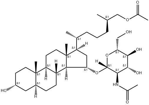 [(25R)-26-(Acetyloxy)-3α-hydroxy-5α-cholestan-15α-yl]2-(acetylamino)-2-deoxy-β-D-glucopyranoside Structure