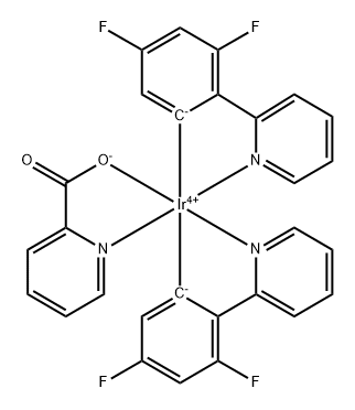 bis[2-(4',6'-difluorophenyl)pyridinato-N,C(2')](picolinato)iridium(III) Structure