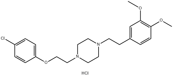 Piperazine, 1-[2-(4-chlorophenoxy)ethyl]-4-[2-(3,4-dimethoxyphenyl)ethyl]-, dihydrochloride 化学構造式