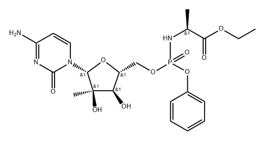 5-O-[[[(1S)-1-Methyl-2-(1-methylethoxy)-2-oxoethyl]amino]-phenoxyphosphinyl]-cytidine Struktur