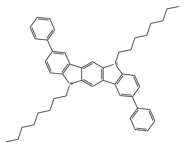 2,8-Diphenyl-5,11-dioctylindolo[3,2-b]carbazole Struktur