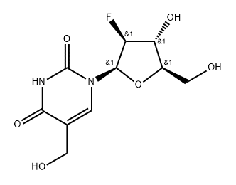 2'-Deoxy-2'-fluoro-5-hydroxymethyl arabinouridine 化学構造式