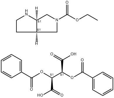 Butanedioic acid, 2,3-bis(benzoyloxy)-, (2S,3S)-, coMpd. with ethyl (3aR,6aR)-hexahydropyrrolo[3,4-b]pyrrole-5(1H)-carboxylate (1:) 结构式