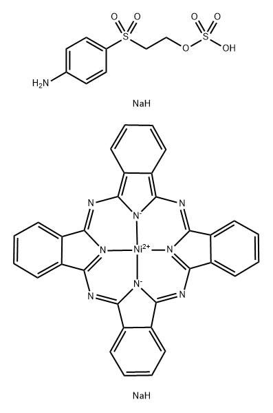 [29H,31H-酞菁酸基-N29,N30,N31,N32]镍的氯磺酰衍生物与2-[(4-氨基苯基)磺酰基]乙基硫酸氢单钠盐-钠盐的反应产物, 94891-43-7, 结构式
