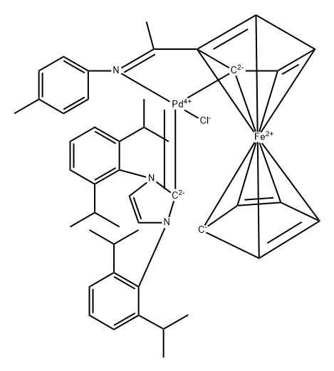 氮杂环卡宾加合环钯化二茂铁亚胺络合物,949536-98-5,结构式