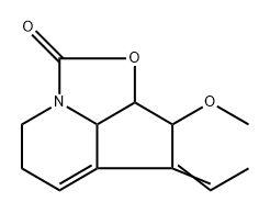 1H-2-Oxa-7a-azacyclopent[cd]inden-1-one,  4-ethylidene-2a,3,4,6,7,7b-hexahydro-3-methoxy-,  (2a-alpha-,3-alpha-,4E,7b-alpha-)-  (9CI) Struktur