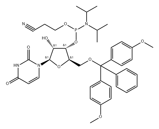 5'-O-DMT-uridine 3'-CE phosphoramidite Struktur