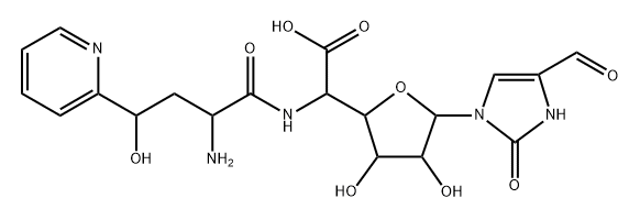 5-[[2-Amino-4-hydroxy-1-oxo-4-(2-pyridinyl)butyl]amino]-1-(4-formyl-2,3-dihydro-2-oxo-1H-imidazol-1-yl)-1,5-dideoxy-β-D-allofuranuronic acid Structure