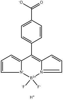 Borate(1-), difluoro[4-[(1H-pyrrol-2-yl-κN)(2H-pyrrol-2-ylidene-κN)methyl]benzoato(2-)]-, hydrogen (1:1), (T-4)- Structure