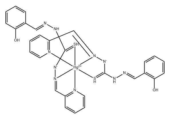 1-salicylidene-5-(2-pyridylmethylidene)isothiocarbonohydrazide-mercury (II) complex 结构式