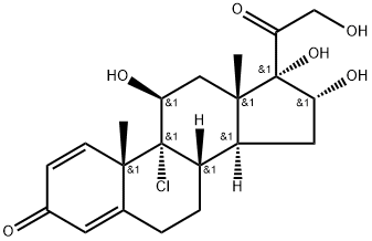 Pregna-1,4-diene-3,20-dione, 9-chloro-11β,16α,17,21-tetrahydroxy- (6CI,7CI) Struktur