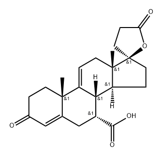 Pregna-4,9(11)-diene-7,21-dicarboxylic acid, 17-hydroxy-3-oxo-, γ-lactone, (7α,17α)- Structure