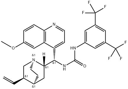 Ｎ-[3,5-ビス(トリフルオロメチル)フェニル]-Ｎ′-[(8α,9Ｓ)-6′-メトキシシンコナン-9-イル]ウレア 化学構造式