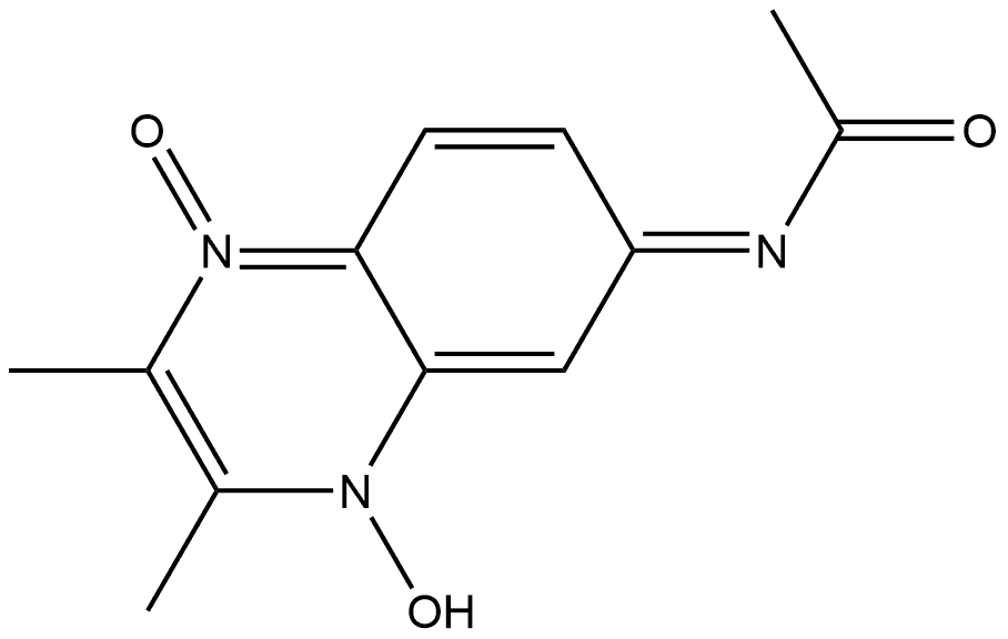 Acetamide, N-?(4-?hydroxy-?2,?3-?dimethyl-?1-?oxido-?6(4H)?-?quinoxalinylidene)?-?, [N(E)?]?- 化学構造式