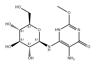4(1H)-Pyrimidinone, 5-amino-6-(.beta.D-glucopyranosyl- amino)-2-methox y-,95931-87-6,结构式